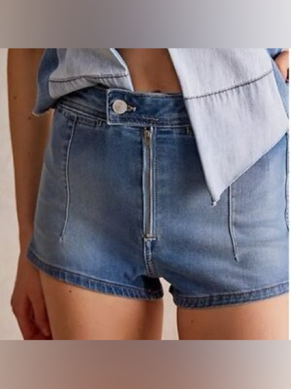 Free People We The Free Honeycomb High Rise Denim Brief Micro Shorts Size 29